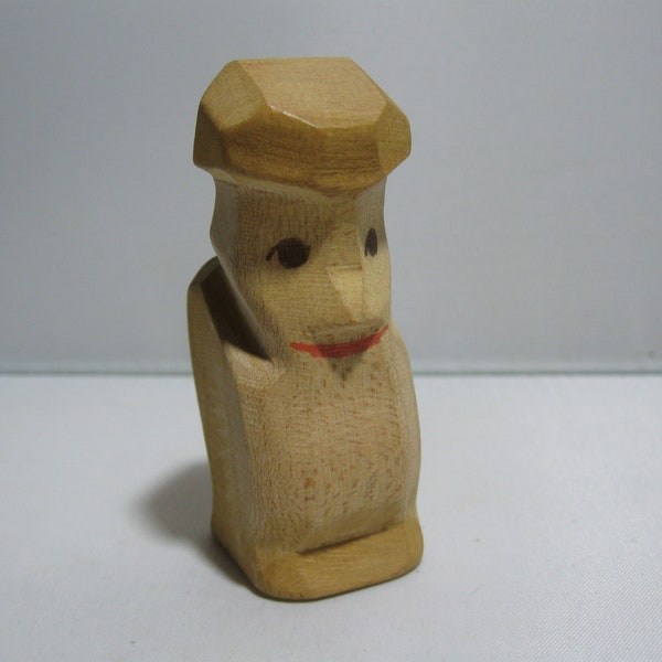 Original OSTHEIMER wooden figure (marked). Wooden toy. Ostheimer fairy tale characters: topaz - dwarf (6.6 cm H). VINTAGE
