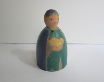 Ostheimer wooden music box with REUGE Swiss Musical Movement "Sleep, Baby, Sleep." A rare wooden toy. Vintage