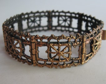 Pentti Sarpaneva Pitsi (lace) jewelry for Turun Hopea Oy, Turku Finland. Rare bronze bracelet. Finland designer jewelry. 1960s VINTAGE