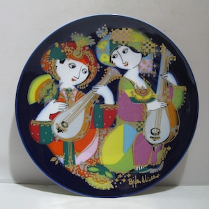 Oriental night music. Motif 2 - mandolin player. ROSENTHAL studio line GERMANY. collection plate. Design: Bjorn Wiinblad. VINTAGE