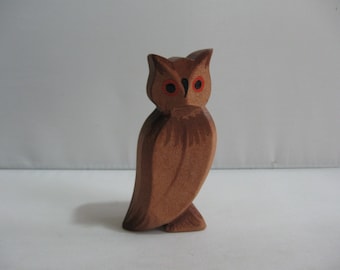 Original Ostheimer wooden figures / wooden animals. Wooden toys. Animals in the forest and fields: eagle owl. Vintage