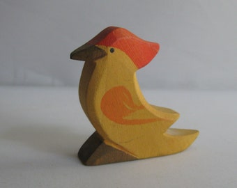 Retired Ostheimer wooden figure / wood animal. Wooden toy. COCKATOO / yellow Bird of Paradise. With DEFECT! Ostheimer vintage RARITY