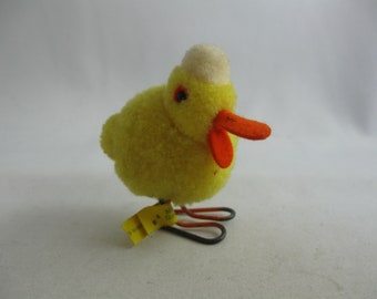 STEIFF original [1506,41]. Vieille laine miniature / canard oiseau en laine. Bouton et drapeau. Fabriqué en Allemagne, 1959-1967. Vintage Toys Collector’s item