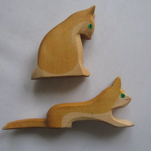 Retired Ostheimer wooden figures / wooden animals. 2 cats. OLD models Ostheimer RARITIES. Vintage wooden toys image 3