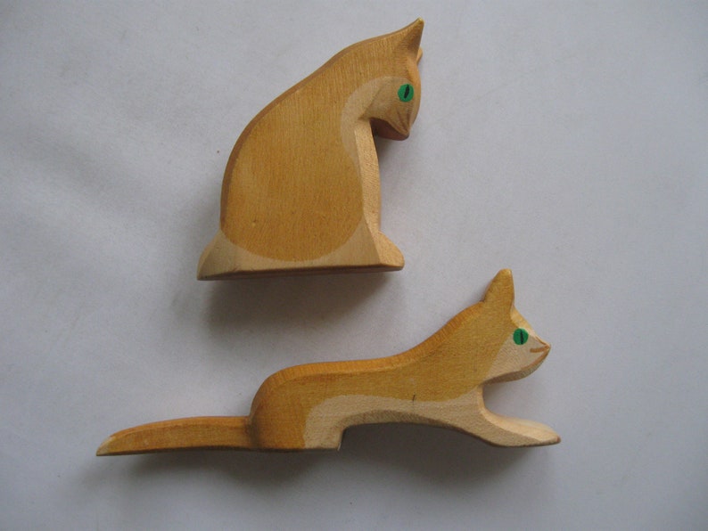 Retired Ostheimer wooden figures / wooden animals. 2 cats. OLD models Ostheimer RARITIES. Vintage wooden toys image 3