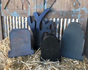 rustic halloween tombstones large medium small wooden tombstones spooky gothic halloween decor