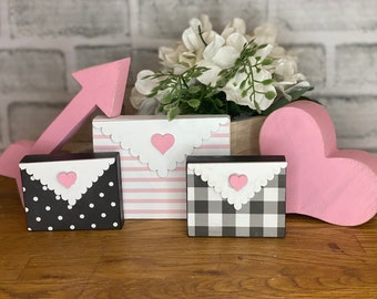 Carta de amor, sobre de San Valentín, San Valentín, bandeja de San Valentín, decoración de San Valentín, decoración de madera, cartas de amor, madera de San Valentín