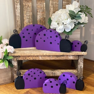 Purple Ladybug, wood lady bug, Purple Ladybugs, Spring decor, Summer decor, Wood ladybug, tiered tray, Tiered tray decor, tiered tray