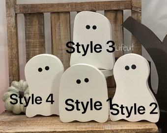 thumbnail image 2 of 4pcs Halloween Decorations Cute Ghosts Halloween Wooden Signs Halloween Tiered Tray Decor Set Halloween Ghost Decor Decoration Table Centerpieces Standing Tabletop Decoration 2 of 14