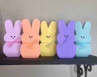 Set of 3 Easter Marshmallow Wood Bunnies, Easter Decor, Easter wood decor, Easter tiered tray decor, Wood Easter decor, Wood bunny
