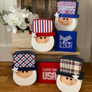Uncle Sam, 4th of July, Fourth of July, Independence Day, tier tray decor, Patriotic, America, summer decor, Wood decor, Summer Wood decor,