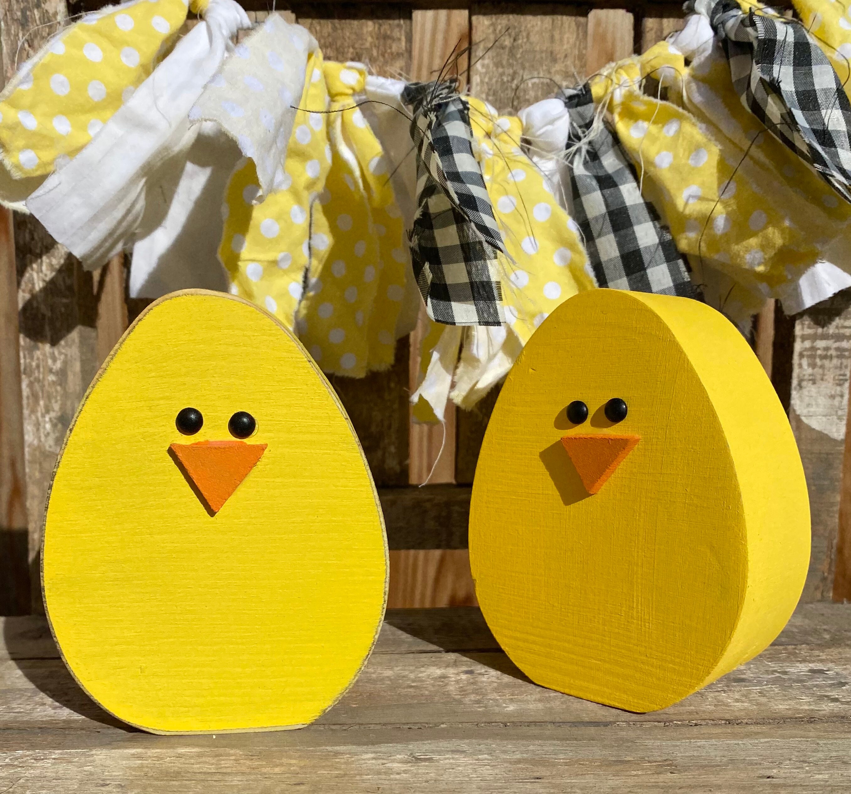 Chunky Egg chick wood egg chick Easter chick Easter wood Etsy