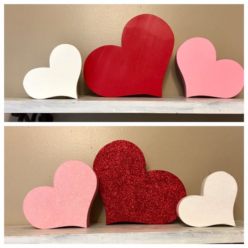Download Country Wooden Heart Trio Valentine's Day Wedding | Etsy