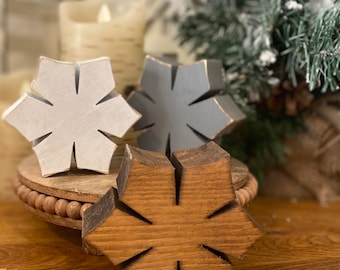 Rustic, neutral, wood snowflakes, snowflakes, winter, snowflake, wood decor, tiered tray, wooden snowflake, Christmas decor, snow, snow day