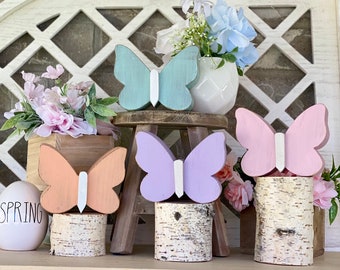 Rustic chunky butterfly, Wood butterfly, rustic wood butterfly, spring wood decor, spring tier tray decor, Wood spring decor, butterflies