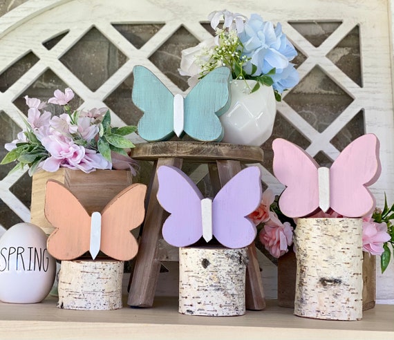Rustic chunky butterfly, Wood butterfly, rustic wood butterfly, spring wood decor, spring tier tray decor, Wood spring decor, butterflies