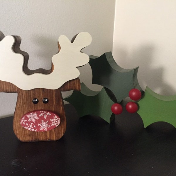 Snowflake nose Reindeer, Wood Christmas Reindeer, Wood Christmas decor, Christmas tier tray decor, Wood reindeer, Christmas decor