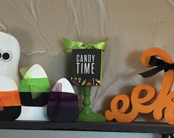 Wood candy corn, Fall wood decor, Wood Candy corns, halloween decor, fall, tier tray decor, candy corn, Halloween candy, candy corn decor,