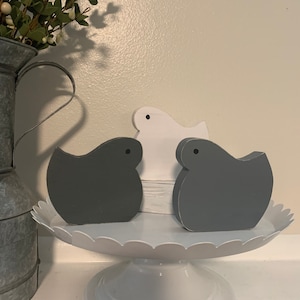 Set of 3 Farmhouse Easter Marshmallow Wood Chicks, Exclusive Design, Farmhouse Easter, Farmhouse, Farmhouse wood decor, Easter Decor