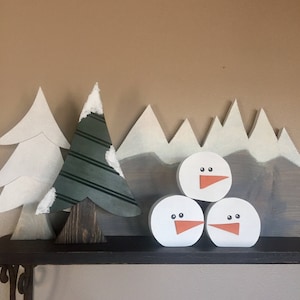 Mini Wood Snowman heads