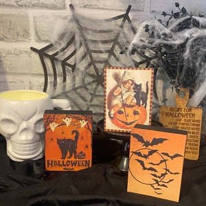 Distressed, Vintage Halloween sign, Mini Signs, wood sign, wood decor, wood block, Halloween Tiered Tray, Halloween, Decor, Tier tray