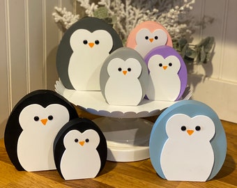 Winter Penguin, Wood penguin, penguins, Wood winter decor, winter tier tray, Winter decor, winter wood decor, Arctic penguin, penguin decor