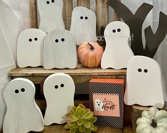 Mini Wood ghost, wood ghost, Wood Ghosts, Halloween, ghost, Halloween Decor, Halloween tier tray decor, tier tray decor, spooky