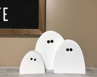 Wood ghost, Lil' Gumdrop Ghosts, Wood Ghosts, Halloween, Halloween Decor, Halloween tier tray decor, tier tray decor, wooden ghost