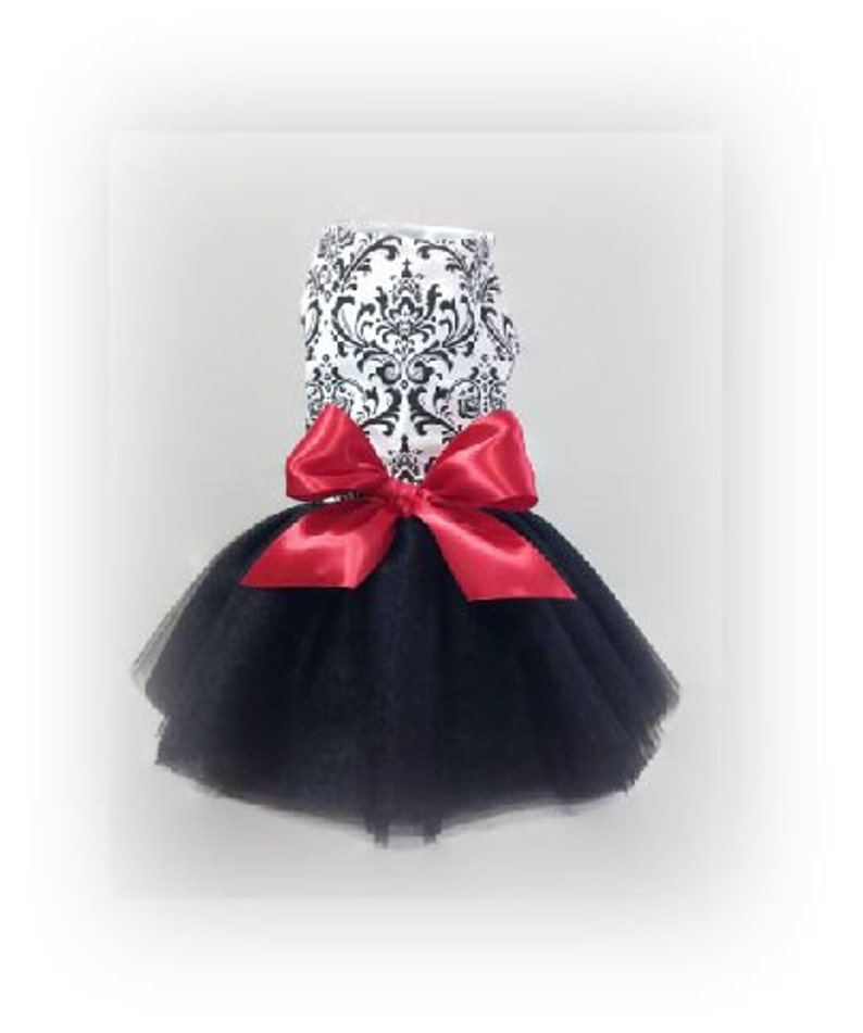 Dog Dress Black and White with Tulle Skirt