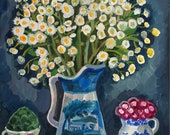 Original artwork, Oil Painting, Original Painting, Vibrant Floral Painting on Canvas. quot Chamomile quot