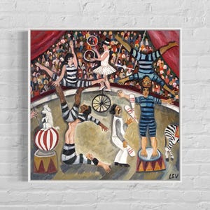 Original oil painting. Wall art, &quot;Circus show&quot; Gift for.. Figurative painting.