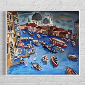 Original Venice Oil Painting: Vibrant Grand Canal Landscape Art