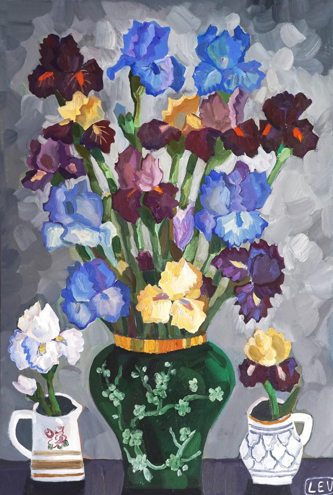 Original Iris Oil Painting: Colorful Floral Still Life Art. by Elena ...