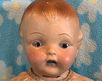 Early 21&quot; Composition Baby Doll ~ Parts Repair Assemblage Art