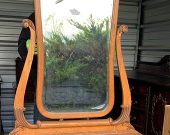 Vintage Bedroom Petite Dresser / Vanity and Mirror ~ Honey Rich Color ~ Shipping is NOT Free