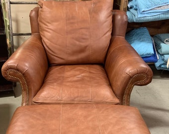 Oversized Leather Club Chair with Matching Leather Ottoman ~Total Comfort! Shipping is not free