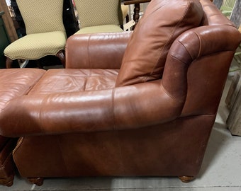 Oversized Leather Club Chair with Matching Leather Ottoman ~Total Comfort! Shipping is not free