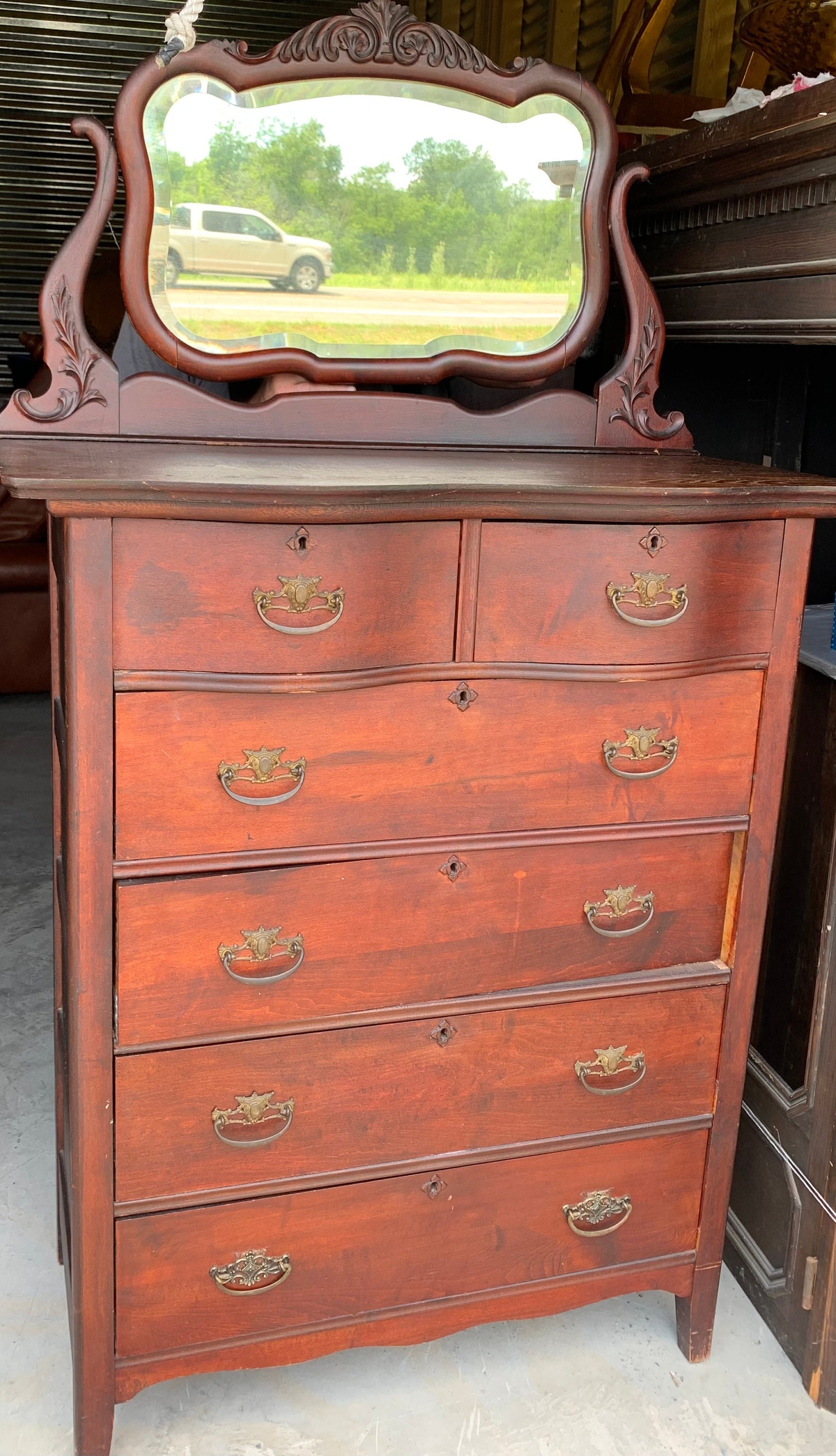 Highboy dresser with mirror discount