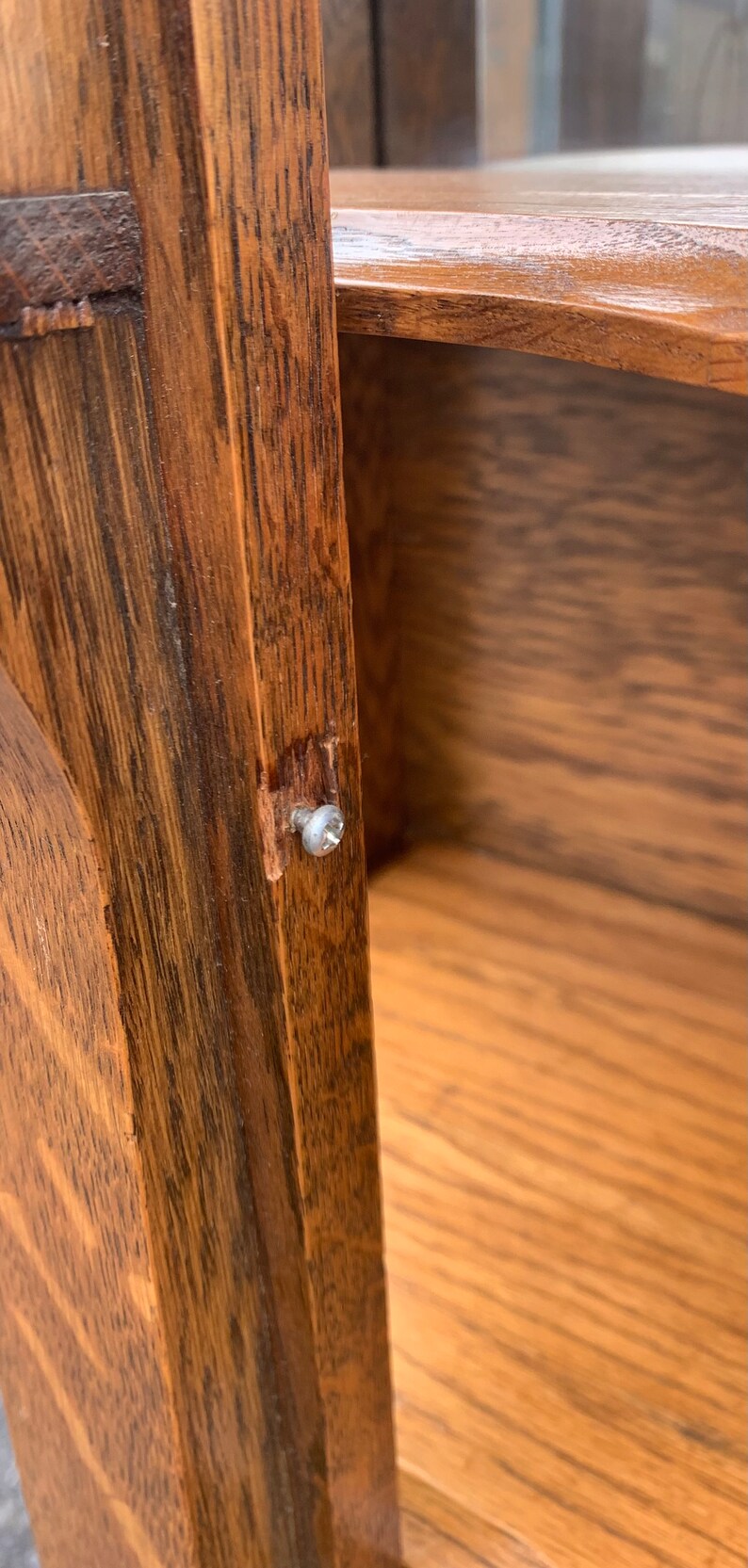 Early Tiger Oak Curved Glass Display China Shipping is Not Free