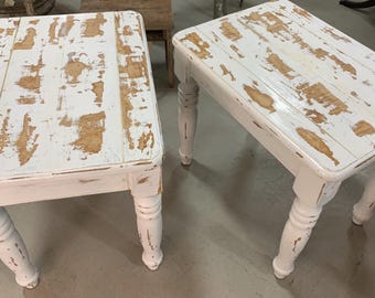 Shipping Not Free Distressed Wood End Table Set