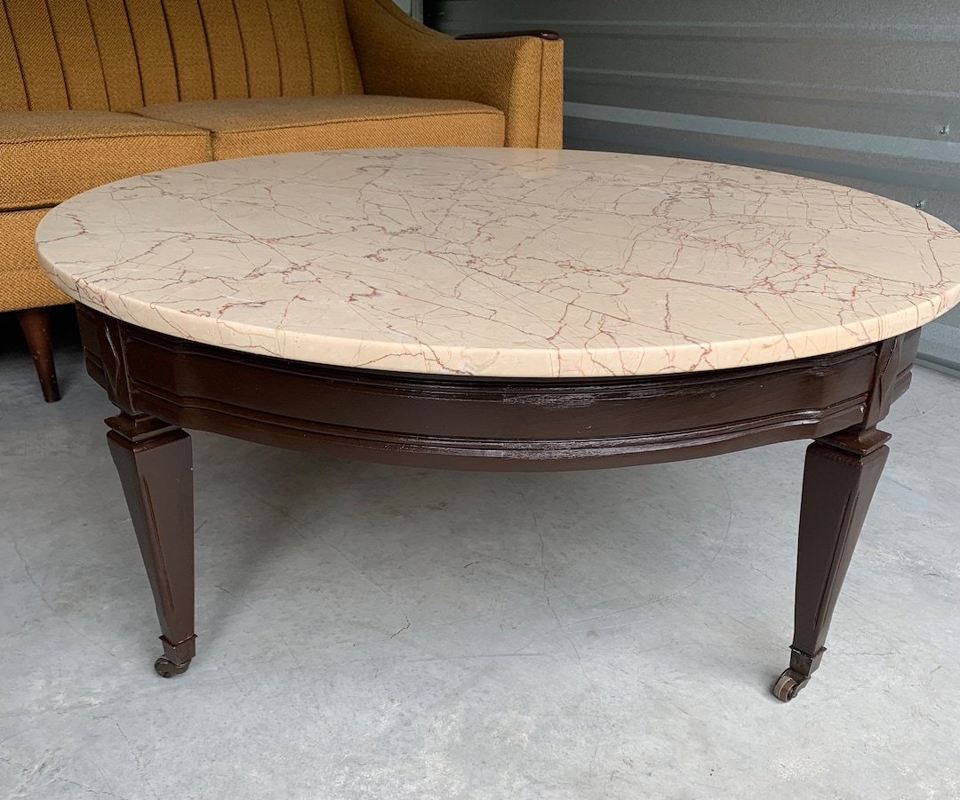 Vintage Round Marble Coffee Table Etsy