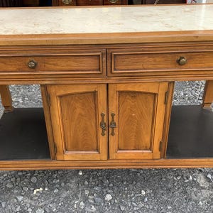 Vintage TLC Kitchen Prep Table or Tea Cart w Cracked Marble~ Shipping is NOT free
