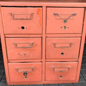Small Vintage Library Card Catalog Cabinet ~6 draws ~ TLC ~Shipping is NOT Free