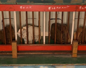 Large Folk Art Circus Wood Barn Enclosure Schoenhut Type Display w Animals ~ Handmade