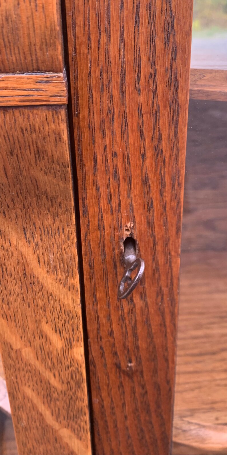 Early Tiger Oak Curved Glass Display China Shipping is Not Free