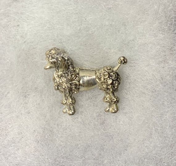 Vintage Sterling Silver Poodle Dog Brooch ~ Think… - image 1