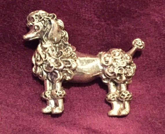 Vintage Sterling Silver Poodle Dog Brooch ~ Think… - image 2