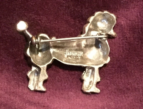Vintage Sterling Silver Poodle Dog Brooch ~ Think… - image 3