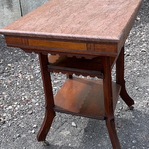 Victorian 2-shelf  Marble Top Parlor Side End Table ~ Shipping is NOT Free