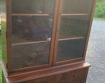 Shipping Not free Early Flame Mahogany China Cabinet TLC